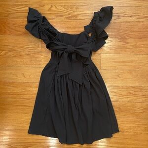 Black ruffle mini dress with tie back size S